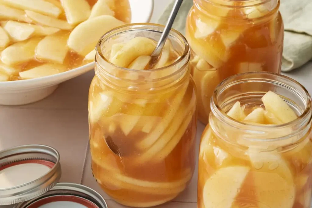 Homemade apple pie with golden crust, made with upgraded canned apple pie filling