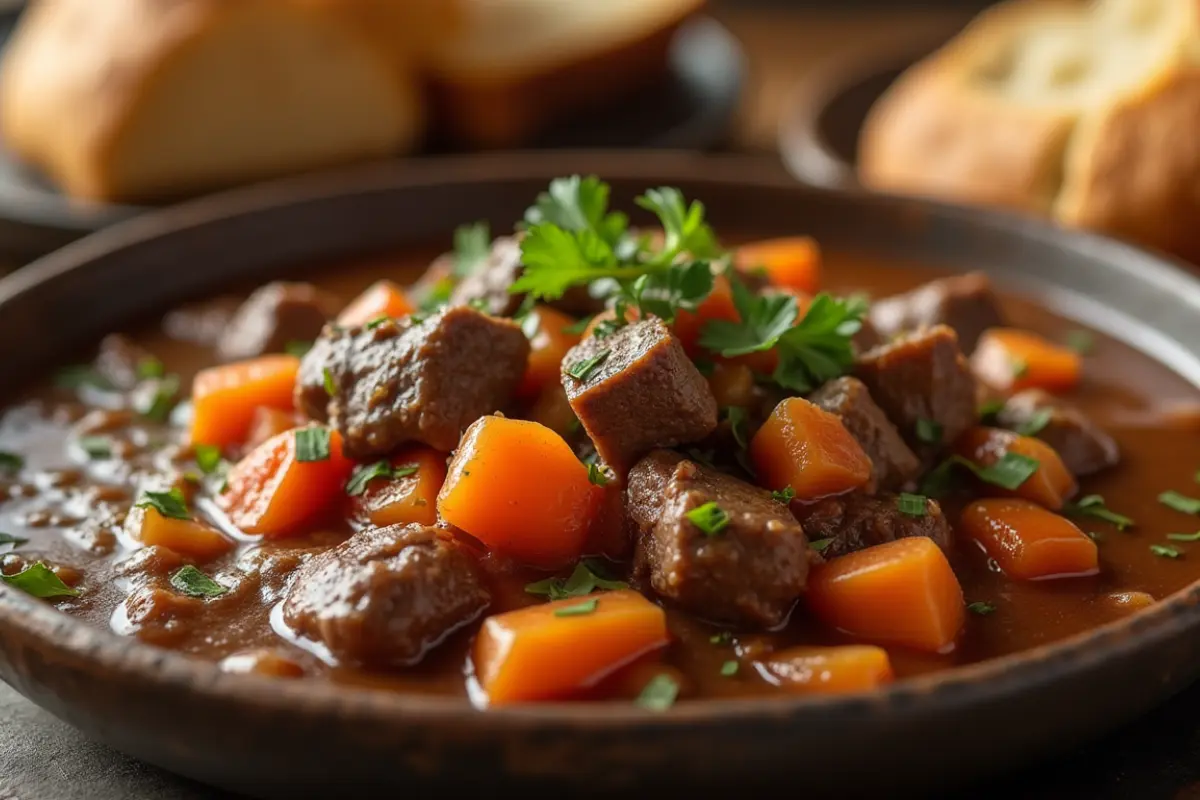 Southern beef stew served with bread