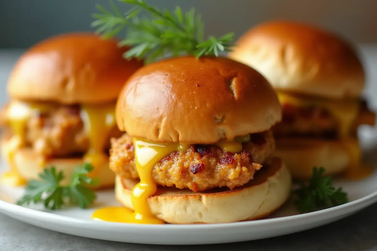 Plated Honey Mustard Chicken Sliders Ready to Serve