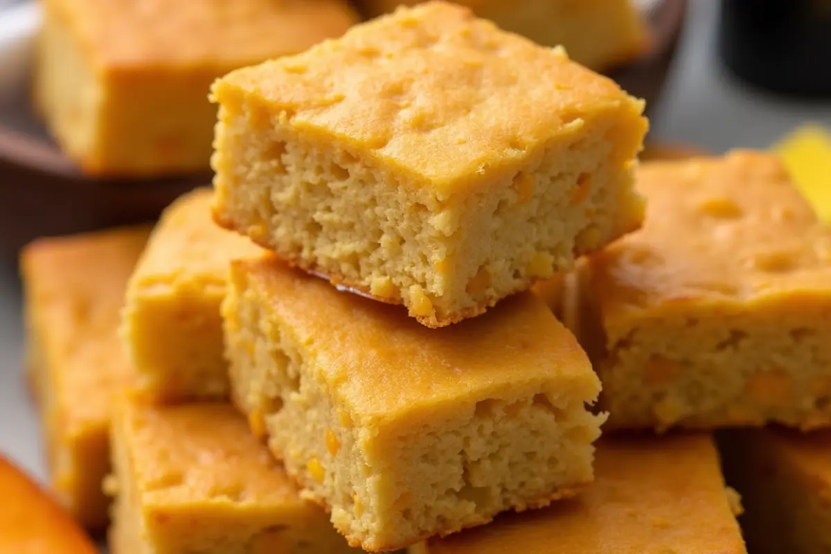 Stack of Jiffy Mexican Cornbread Squares