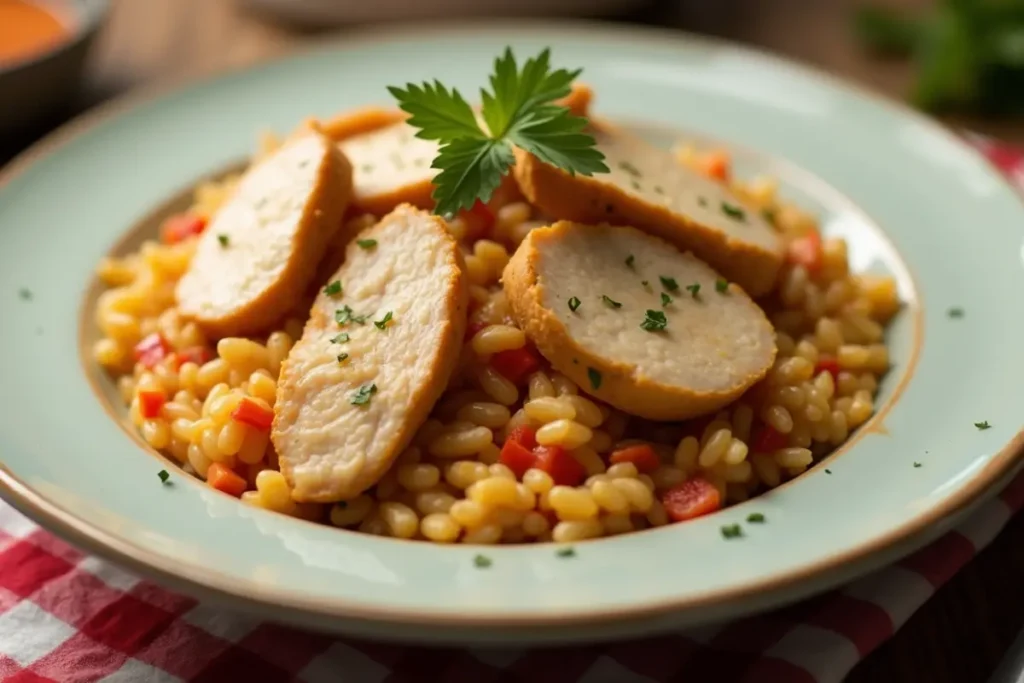 Chicken and Rice with Rice-A-Roni in a bowl