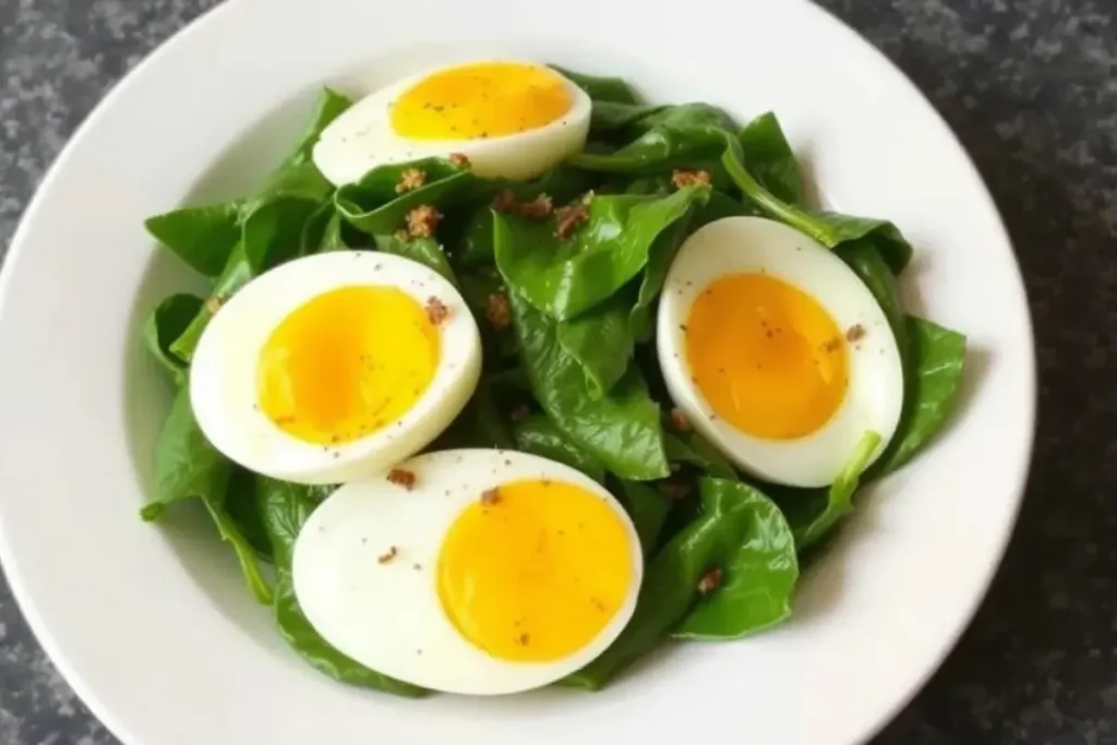 Spinach with Boiled Eggs